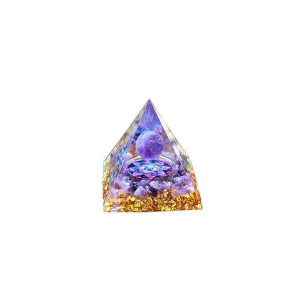 Amethyst Crystal Sphere Orgonite Pyramidamp Obsidians - Black Purple(60mmx60mm).