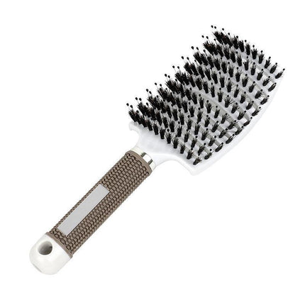 Detangle Nylon Boar Bristle Brush Hairbrush Smooth Hair Head Scalp Massage Comb - Gold *1 Unit.