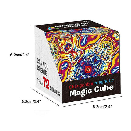 Variety Changeable Magnetic Magic Cube 3D Hand Flip Puzzle Anti Stress Toys Gift - Colourful Pattern.