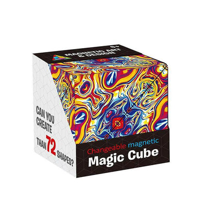 Variety Changeable Magnetic Magic Cube 3D Hand Flip Puzzle Anti Stress Toys Gift - Colourful Pattern.