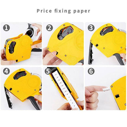 Tag Gun Labeller Kit With 6 Rolls Labels And 5 Inks Roller - Yellow.
