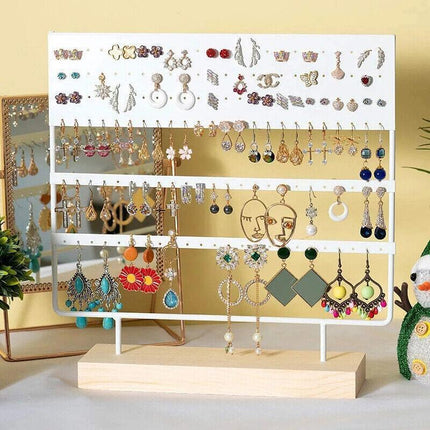 Earring Stand Display Rack 3-Tier Ear Stud Holder Jewelry Organizer 144 Holes - Black.