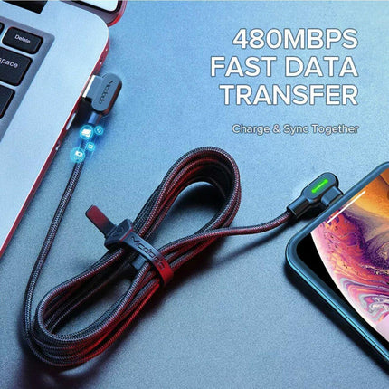 Mcdodo Fast Usb Cable Heavy Duty Charging Syn Charger Iphone 90 Degree Angle - 1.2m.