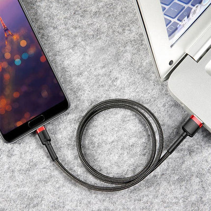 Red and Red Baseus USB To Type-C Charger Cable 3A Fast Charging For Huawei - 2M 1PC.