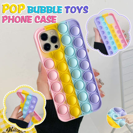 Rainbow Pop Fidget Toys Push It Bubble Phone Case For iPhone 7 8 Plus X XR 11 12 Pro Max - iPhone 13ProMAX.