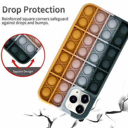 Rainbow Pop Fidget Toys Push It Bubble Phone Case For iPhone 7 8 Plus X XR 11 12 Pro Max - iPhone 13ProMAX.