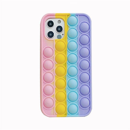 Rainbow Pop Fidget Toys Push It Bubble Phone Case For iPhone 7 8 Plus X XR 11 12 Pro Max - iPhone 13ProMAX.