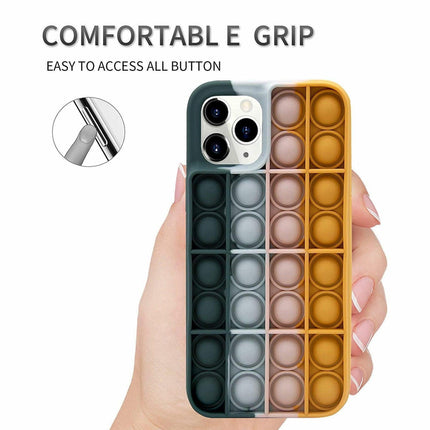 Blue-White Pop Fidget Toys Push It Bubble Phone Case For Iphone - iPhone 13Pro.