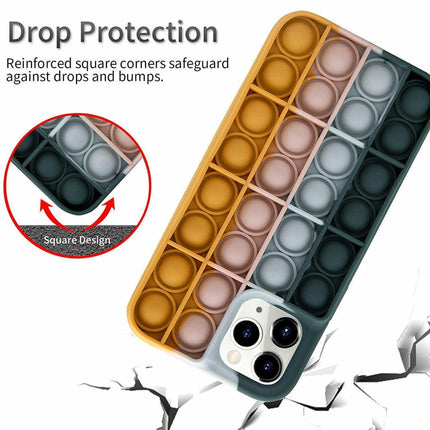Blue-White Pop Fidget Toys Push It Bubble Phone Case For Iphone - iPhone 13Pro.