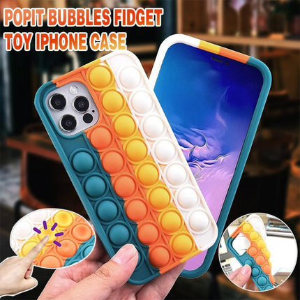 Blue-White Pop Fidget Toys Push It Bubble Phone Case For Iphone - iPhone 13.