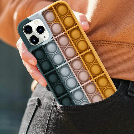 Blue-White Pop Fidget Toys Push It Bubble Phone Case For Iphone - iPhone 13.