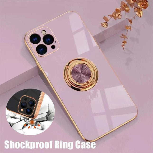 Light Purple Luxury Shockproof Silicone Ring Case Stand Cover for iPhone 14 13 12 Pro Max - iPhone XR.
