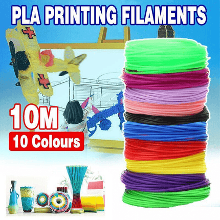 100M PLA 3D Pen Filament 10 Colours 1.75mm Printing Material for Drawing Craft.