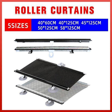 Black Roller Blinds Suction Cup Sunshade Blackout Curtains Car Home Window Curtains - 40 X 125 CM.