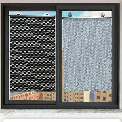 Silver Roller Blinds Suction Cup Sunshade Blackout Curtains Car Home Window Curtains - 40 X 125 CM.