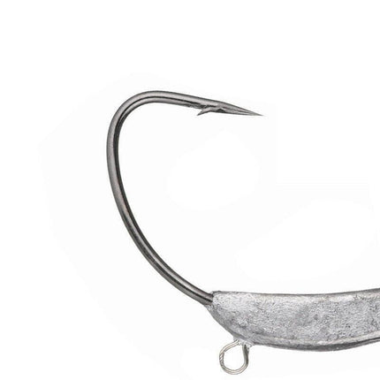 Weedless Jighead Hook Swimbait Worm Fishing Lure Wide Gap Single Barbed Spinner - 1/0#.