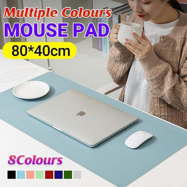 Large Leather Mouse Pad 80x40cm Desk Mat Gaming Extended Waterproof Anti Slip - Dark Blue.