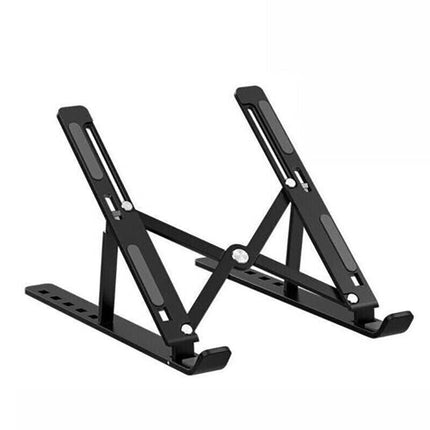 Adjustable Laptop Stand Portable Aluminum Alloy Desktop Holder for 11 to 17.3 Inch - Black.