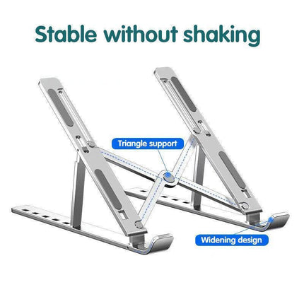 Adjustable Laptop Stand Portable Aluminum Alloy Desktop Holder for 11 to 17.3 Inch - Black.