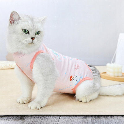 Pet Cat Postoperative Recovery Suit Pet Surgery Clothing Sterilization Weaning Pink - S（ Bust: 33cm Length: 21cm）.