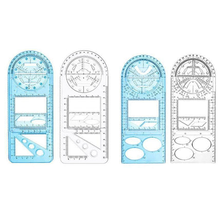 Multifunctional Geometric Ruler Student Mathematics Drawing Tools School Office - Blue-Primary School.