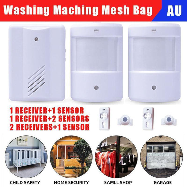 Restaurant Shop Door Entry Wireless Pir Motion Sensor Door Chime Door Bell Alarm - 1 Receiver+2 Sensors.