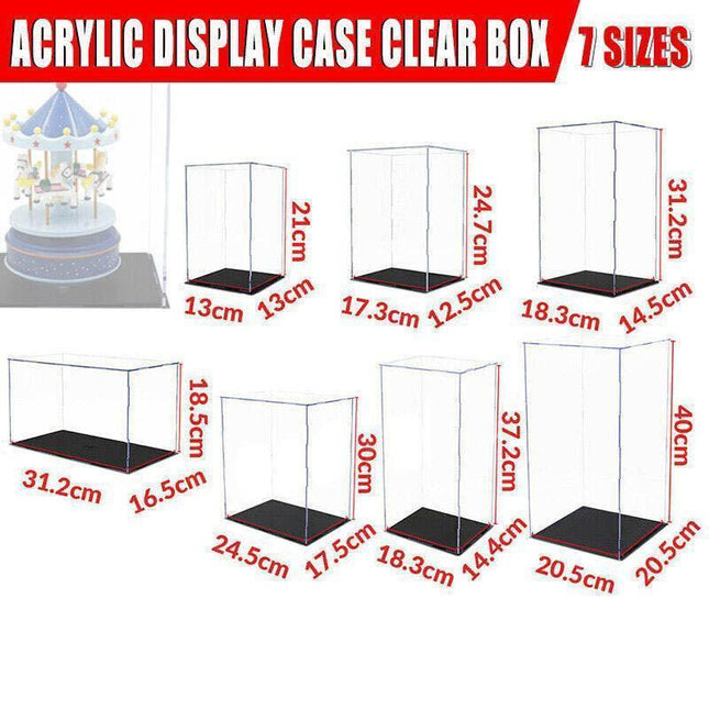 Acrylic Display Case Clear Box Dustproof Large Self-Install Cars Trucks - 17.3x12.5x24.7CM.