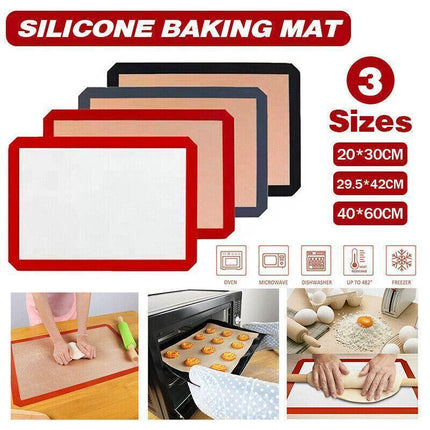 Silicone Baking Mat Non Stick Reusable Sheet for Pastry Dough Cookie Oven Bakeware - Grey 2PCS(2*60X40CM).