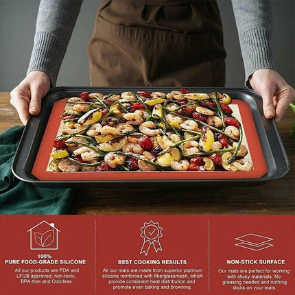 Silicone Baking Mat Non Stick Reusable Sheet for Pastry Dough Cookie Oven Bakeware - Grey 4PCS(2*30X21+2*42X29.5CM).