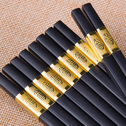 10Pairs Premium Fiberglass Reusable Chopsticks - Dishwasher Safe - Golden-2.