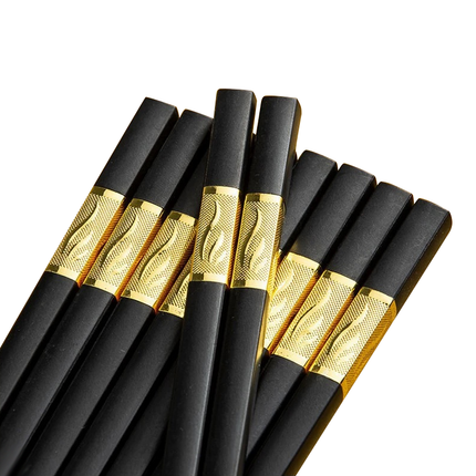 10Pairs Premium Fiberglass Reusable Chopsticks - Dishwasher Safe - Golden-2.