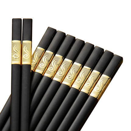 10Pairs Premium Fiberglass Reusable Chopsticks - Dishwasher Safe - Golden-2.