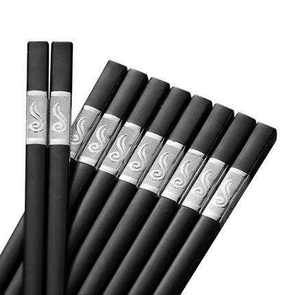 10Pairs Premium Fiberglass Reusable Chopsticks - Dishwasher Safe - Golden-2.