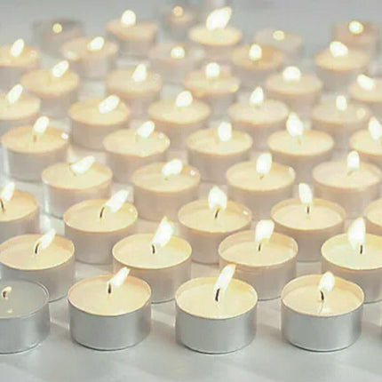 Tealight Candles 10 or 50 Pack Unscented Long Burning for Wedding Party Decor - White- 2 Hours10PCS.