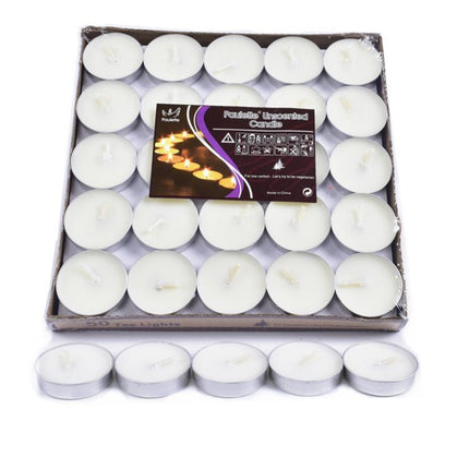 Tealight Candles 10 or 50 Pack Unscented Long Burning for Wedding Party Decor - White- 2 Hours10PCS.