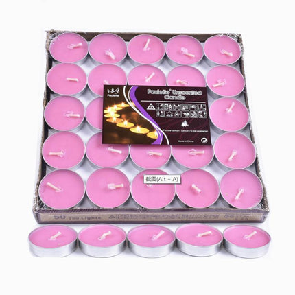 Tealight Candles 10 or 50 Pack Unscented Long Burning for Wedding Party Decor - Pink- 2 Hours10PCS.
