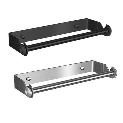 Paper Towel Holder Under Cabinet Wall Mount Stainless Steel Rack Kitchen - Black.