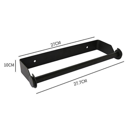 Paper Towel Holder Under Cabinet Wall Mount Stainless Steel Rack Kitchen - Black.
