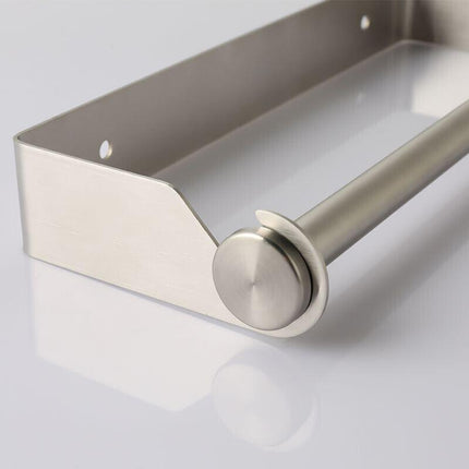 Paper Towel Holder Under Cabinet Wall Mount Stainless Steel Rack Kitchen - Black.