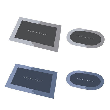 40*60CM Super Absorbent Floor Mat Soft Quick-Drying Non-Slip Diatom Mud Bath - Grey-Oval.