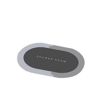 40*60CM Super Absorbent Floor Mat Soft Quick-Drying Non-Slip Diatom Mud Bath - Grey-Oval.