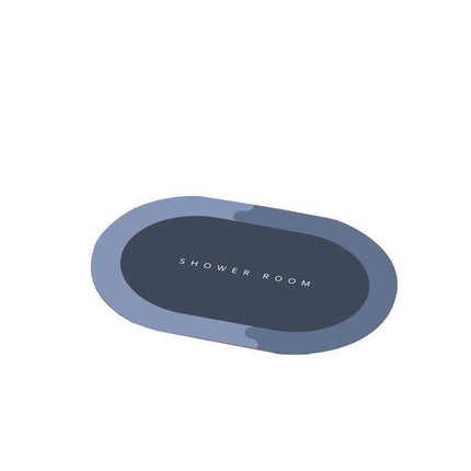 40*60CM Super Absorbent Floor Mat Soft Quick-Drying Non-Slip Diatom Mud Bath - Grey-Oval.
