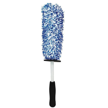 Car Wheel Cleaning Brush Tool Alloy Soft Bristle - Blue+White.