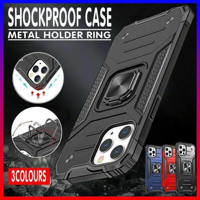 Shockproof Ring Case For iPhone 14 Plus Blue/Black/Red - Blue.