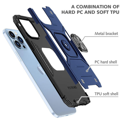 Shockproof Ring Case For iPhone 14 Plus Blue/Black/Red - Blue.