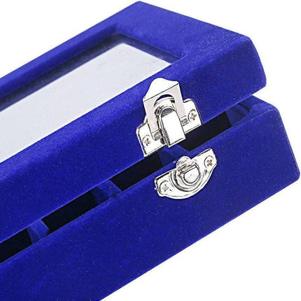 Velvet Jewelry Box Earring Organizer Display Case Storage Holder with 24 Grid - Grey.
