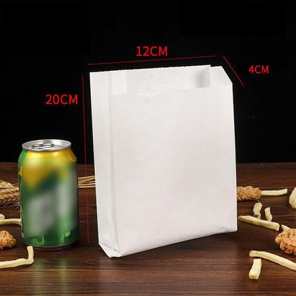 1000PCS Oil-proof Takeaway Paper Bags for Premium Takeout Supply - White-22*15*5cm.