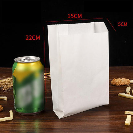 1000PCS Oil-proof Takeaway Paper Bags for Premium Takeout Supply - White-22*15*5cm.