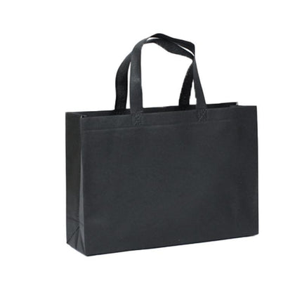 100PCS Reusable Non Woven Shopping Bags Eco Friendly Washable Tote Bags Black - 41X35X12CM.