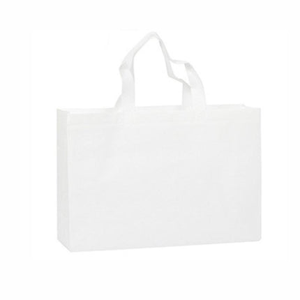 100PCS Reusable Non Woven Shopping Bags Eco Friendly Washable Tote Bags White - 35X25X10CM.